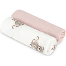 Sensillo DIAPER CRUSHED MUSLIN 60X75 2-PACK TEDDY PINK