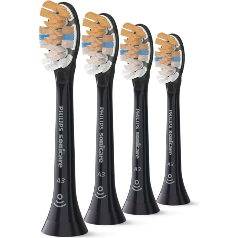 Philips Sonicare A3 Premium All-in-One dantų šepetėlio galvutės, 4 vnt., juodos – HX9094/88