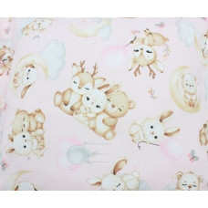 Miniania Autiņ&scaron; flaneļa  ar vaskadrānu DEER & Rabbit pink 50x60 cm (7488)