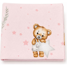 Miniania Diaper - NR.2 - FLANNEL PRINT - MINIANIA - TEDDY BEAR with STARS and CLOUD - PINK - size 70x80 cm