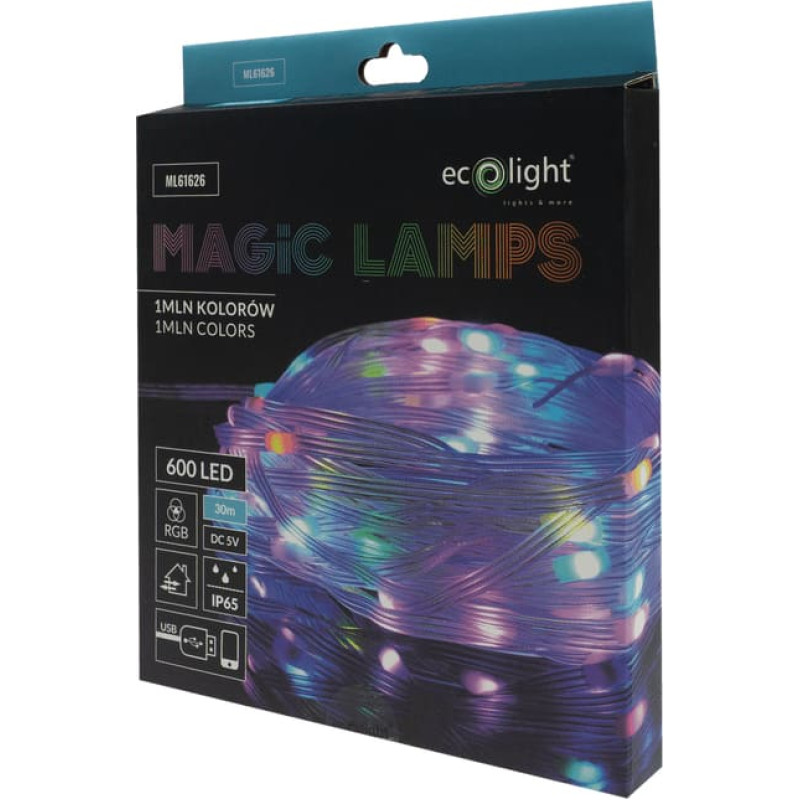 Magic Lights Magic LED String Lights, 600 LEDs, 1 Million Colors, 30 m, DC 5V, App Control ML61626
