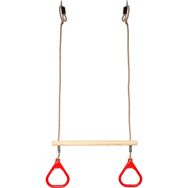 Vingrošanas trapece ar plastmasas riņķiem (sarkana)