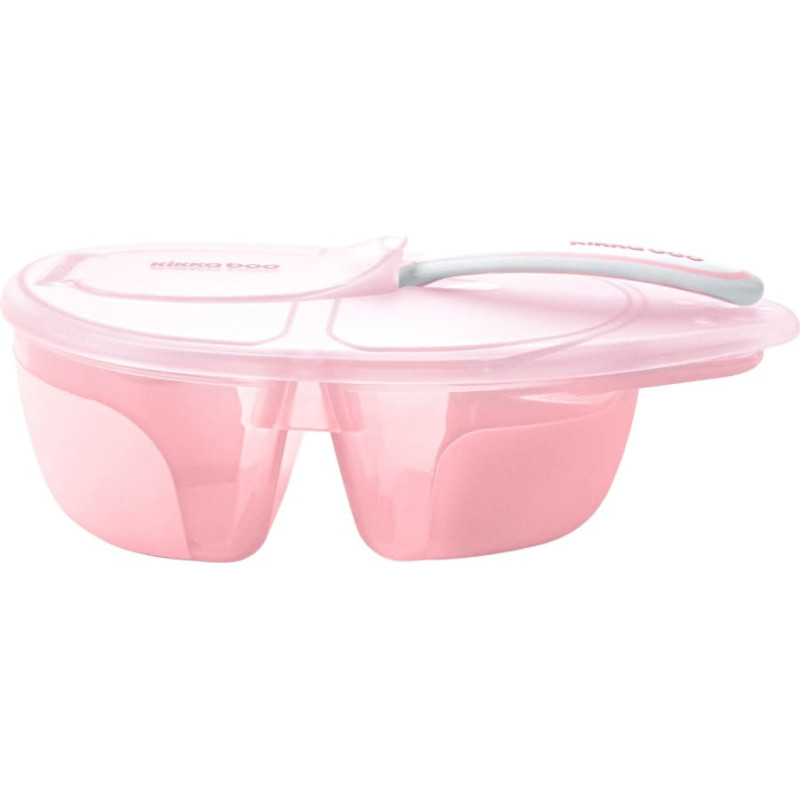 Two compartment bowl with spoon Tasty Pink