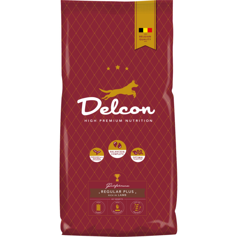 Delcon Pašaras suaugusiems šunims REGULAR PLUS su ėriena / 3 kg