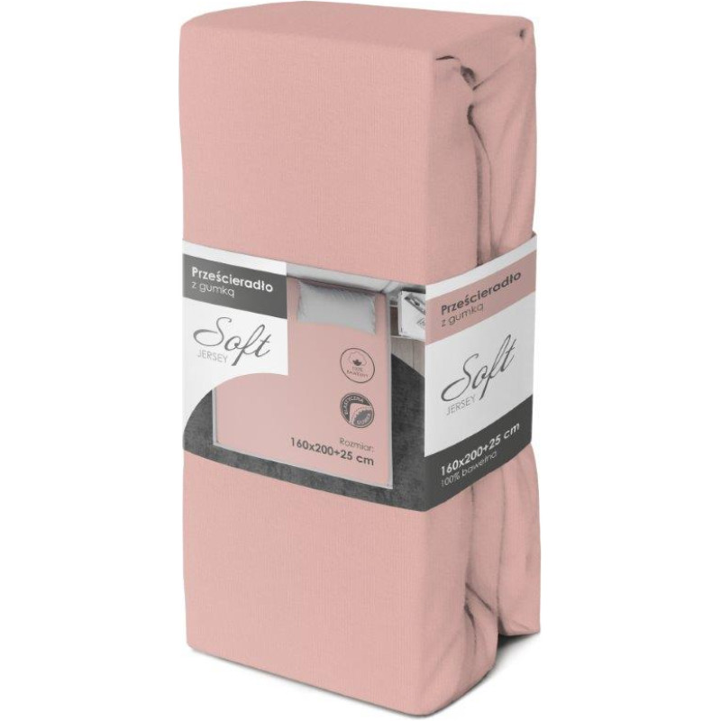 SHEET SOFT 160X200+25 JERSEY ELASTIC BAND PINK COTTON.