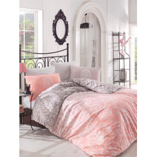 BEDDING SET VALENTINI VIZION SALMON 160X200+2X70X80 SATIN COTTON