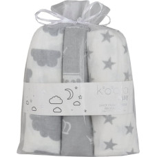 Koala Baby sauskelnių rinkinys 3 vnt. 07-8281 FLANNEL PRINT GREY 76x76 cm