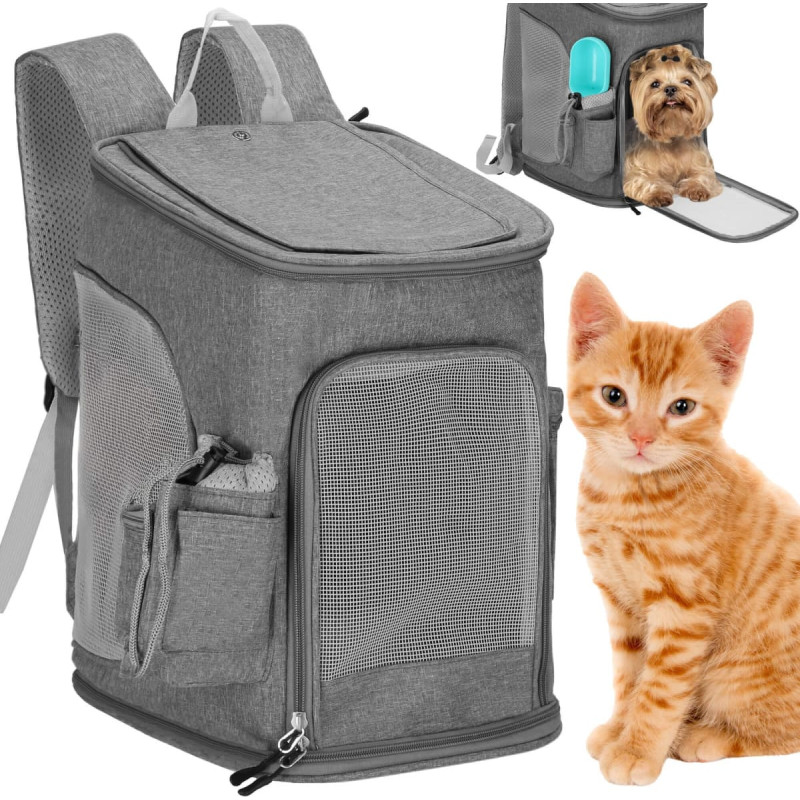 Springos Gyvūnų transportavimo kuprinė šunims ir katėms Springos PA0232 39 x 28 x 27 cm pilka