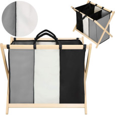 Springos Skalbinių krepšys Springos LB0021 105 l su trimis skyriais, sulankstomas, juodas, pilkas, ecru