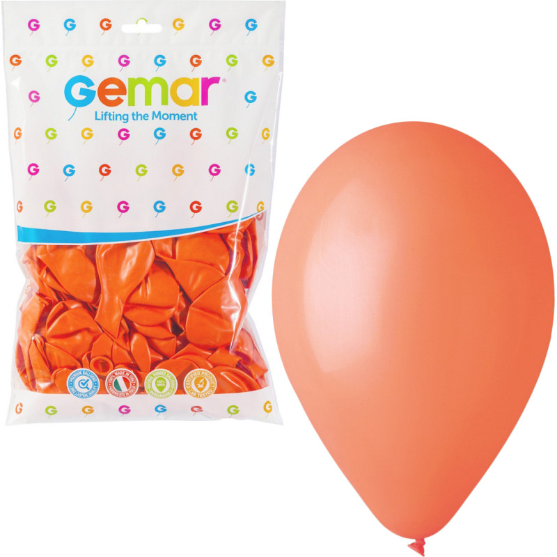Pasteliniai balionai, 10", oranžiniai, 100 vnt.
