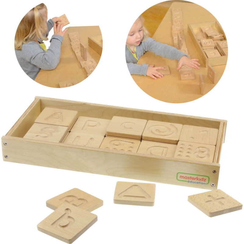 Masterkidz Zabawka Sensoryczna Rozpoznaj Dotykiem Literki Cyfry Kształty Masterkidz Montessori