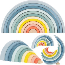 Tooky Toy Pastelowa Układanka Drewniane Klocki Montessori Tęcza