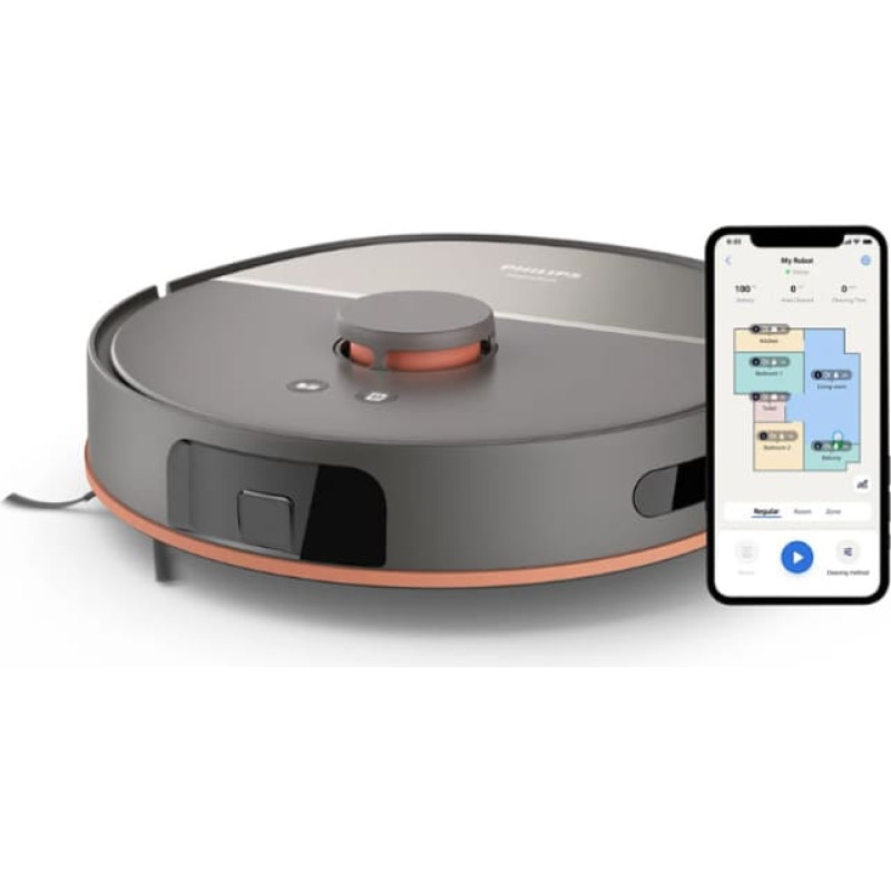 Philips HomeRun 5000 serijos robotas dulkių siurblys su plovimo funkcija, pilkas – XU5000/10