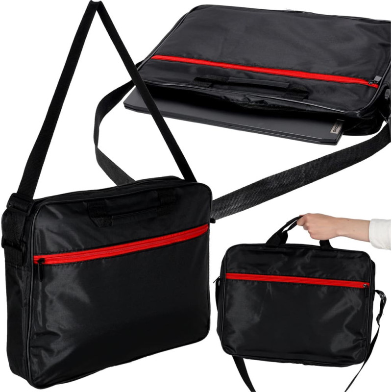 15,6 colių nešiojamojo kompiuterio krepšys su diržu, juodas dėklas moterims ir vyrams