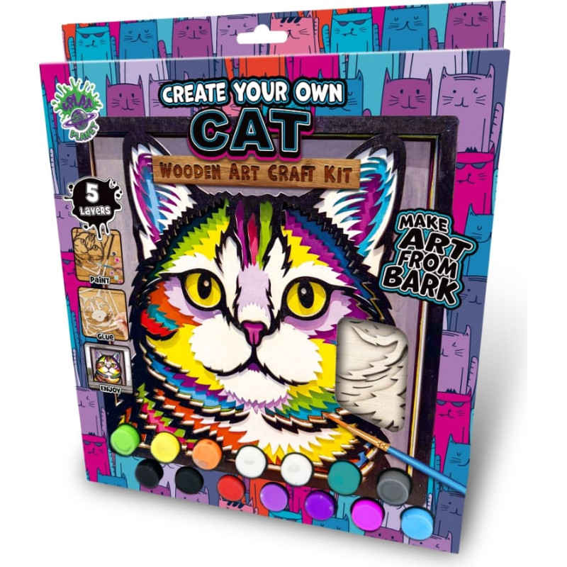 Splat Planet medinis 3D spalvinimo paveikslas, Katė
