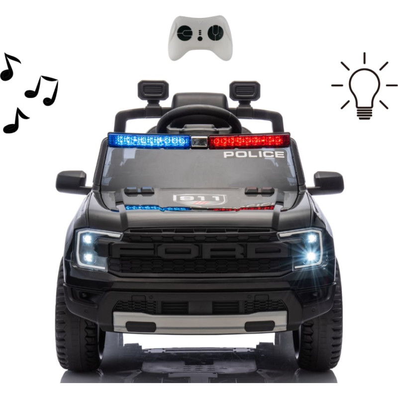 Milly Mally akumuliatorinis automobilis vaikams Ford Ranger Police, juodas