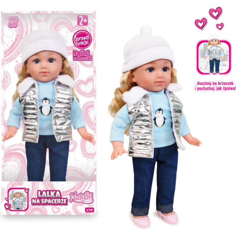 Artyk 185663 Lalka NATALIA funkcyjna w srebrnej kamizelce 36 cm