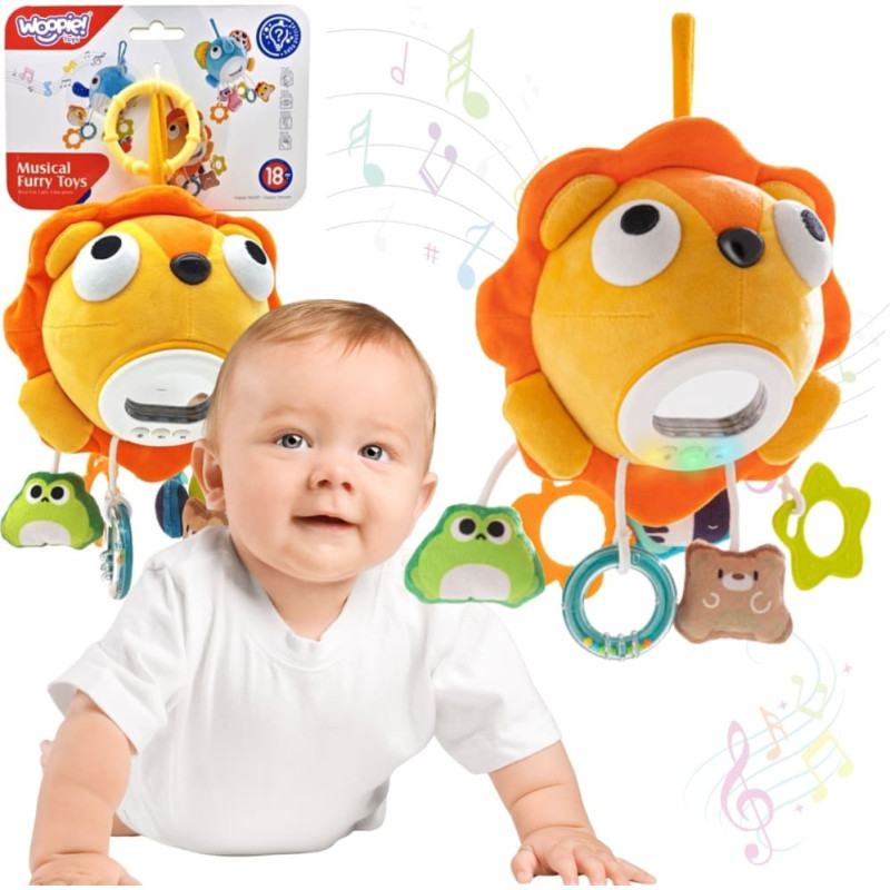 Woopie Baby Pluszowy Lew Maskotka Interaktywna Przytulanka Muzyczna z Zawieszkami i Gryzakami