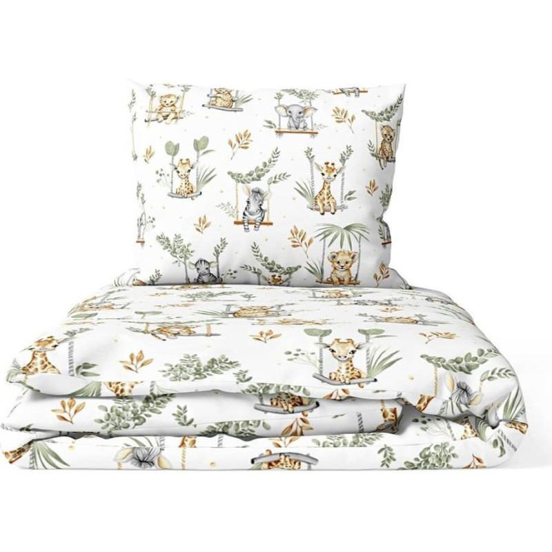 Ankras Cover set - 2 pcs - 120x90, 40x60  -  ZWIERZĘTA NA HUŚTAWCE - GREEN