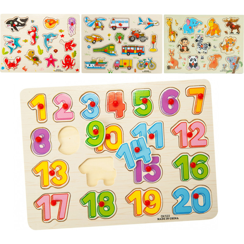 PUZZLE DREWNIANE Z PINEZKAMI MIX WZORÓW