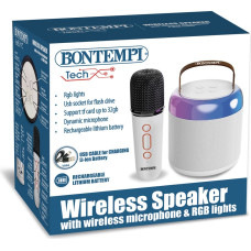 Bontempi bezvadu skaļrunis ar mikrofonu un RGB gaismām, 49 0210