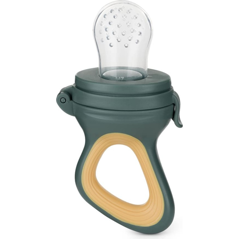 Petite&Mars 581799 Silikonowy gryzak do podawania owoc&oacute;w dla niemowląt Fruzi Green Ochre 6 m+