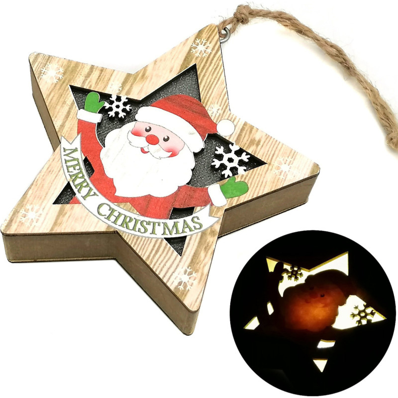 ZAWIESZKA GWIAZDKA ŚWIĄTECZNA DREWNIANA