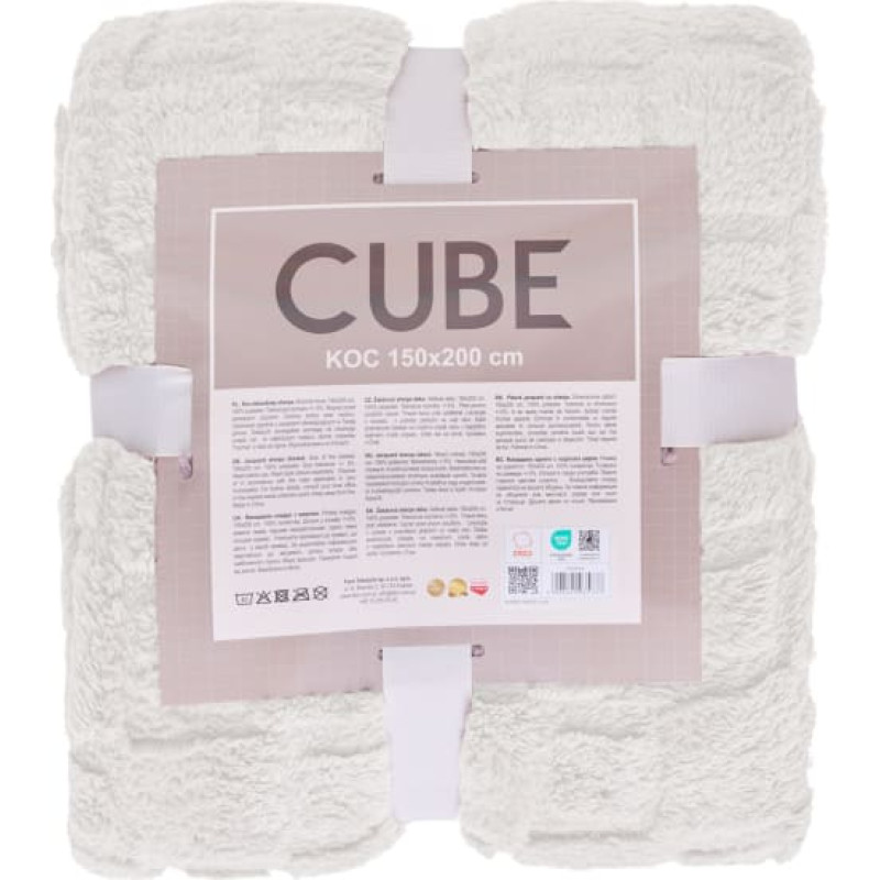 KOC CUBE 150X200 ŻAKARD SHERPA KREMOWY
