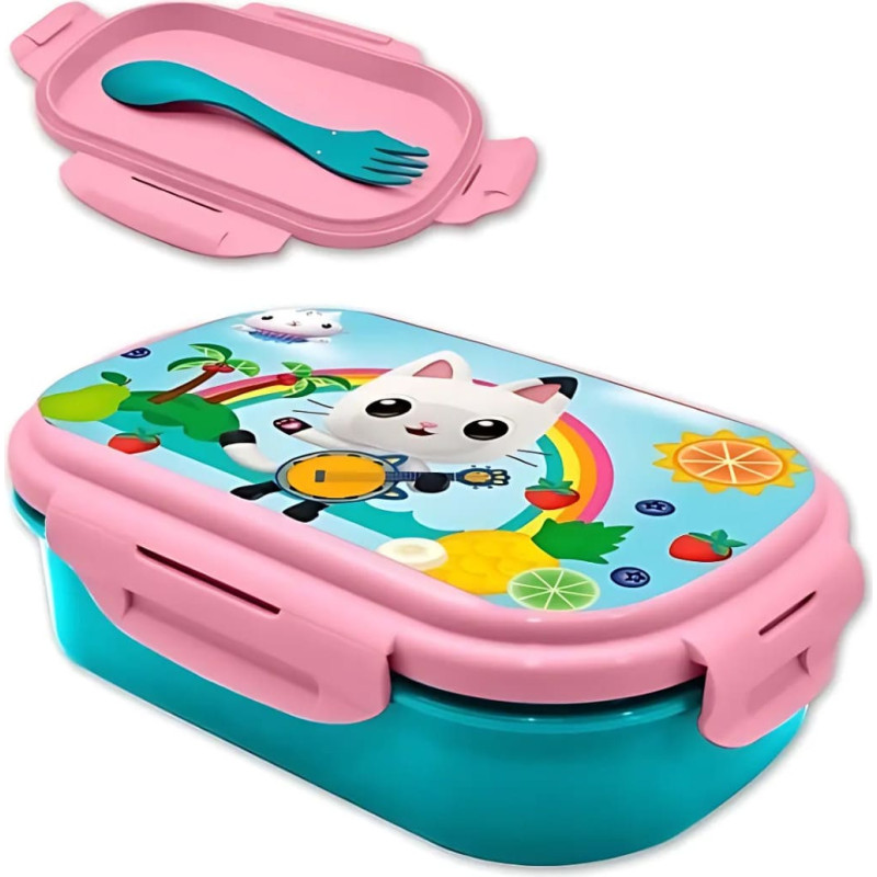 Kids Euroswan - Akcesoria Licencyjne LUNCH BOX WITH CUTLERY GABBYS DOLLHOUSE