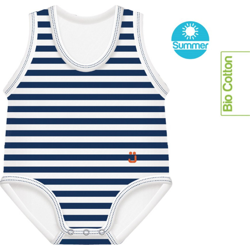 Growing body Bio Cotton Summer 0-36m Indigo stripes