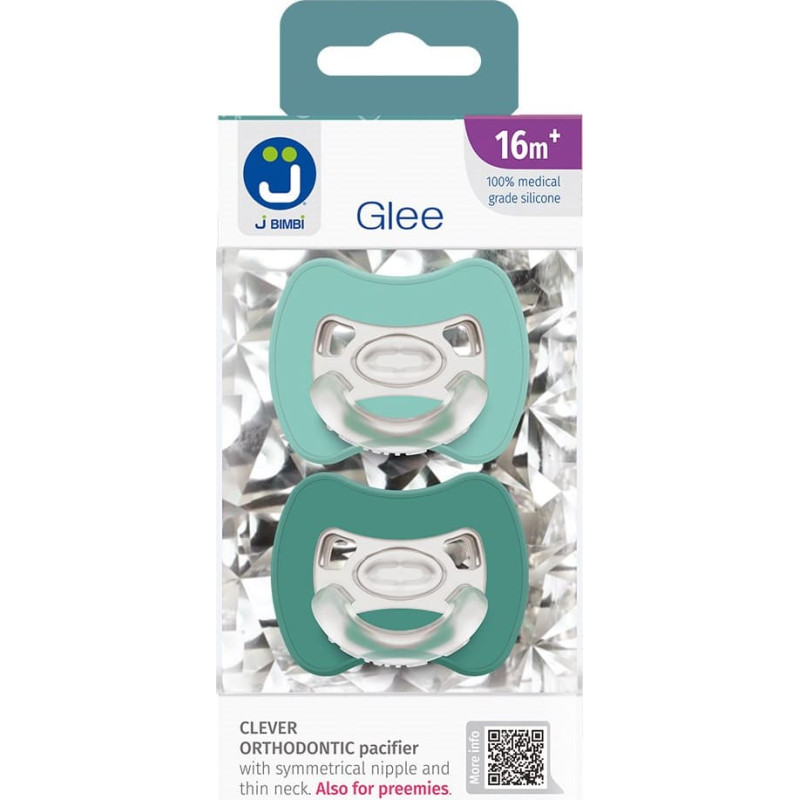 2-pack. Smart pacifiers Glee 16m+ mint-turquoise