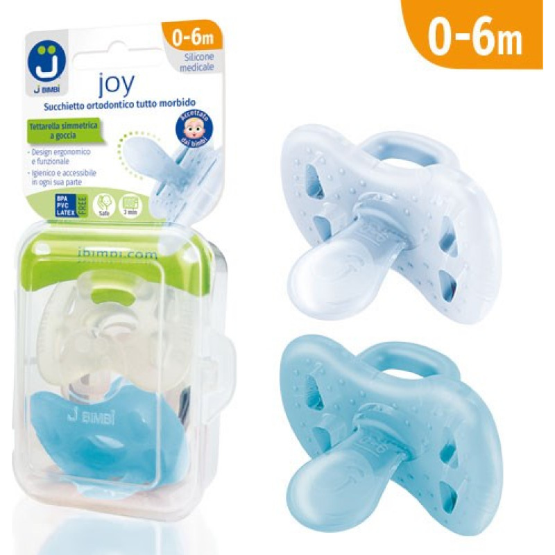 Pacifier Joy 0-6m transp.-turquoise