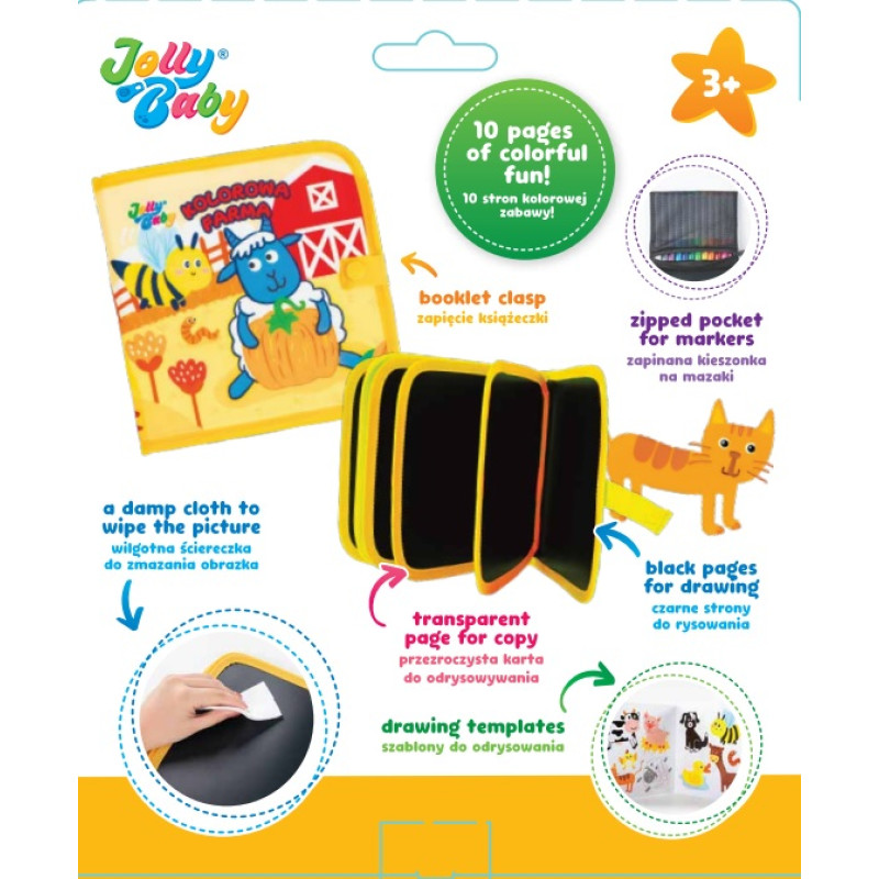 Dumel JOLLYBABY JB 82601 Książeczka do rysowania kolorowa farma