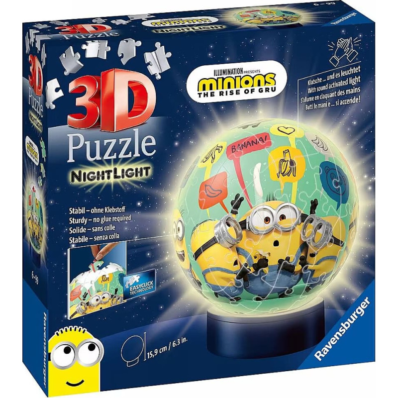 Ravensburger Round 3D Puzzle with Light, 74 pcs, Minions 2