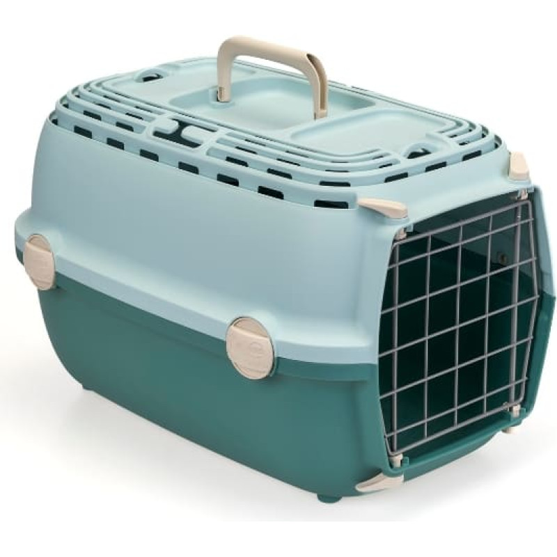 Stefanplast Transportē&scaron;anas būris Horizon 1 ar metāla durvīm 48x32x30cm gai&scaron;i zaļ&scaron;/zaļ&scaron;