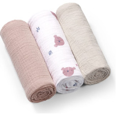 Babyono crinkled muslin diapers. Super soft 3pcs cream 828/03