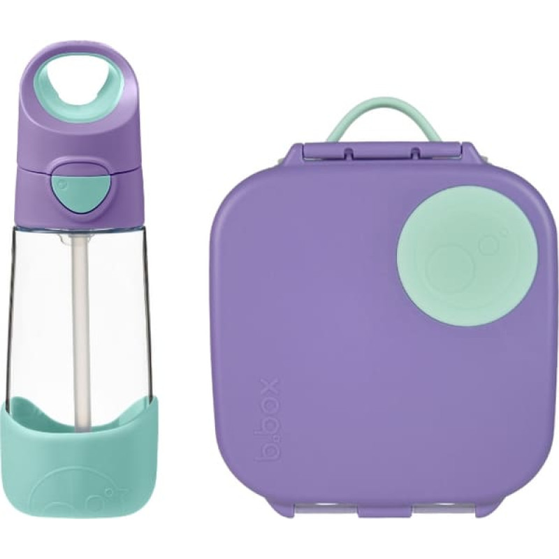 B.box 62351 Zestaw Mini Lunchbox + butelka tritanowa ze słomką 450 ml Lilac Pop
