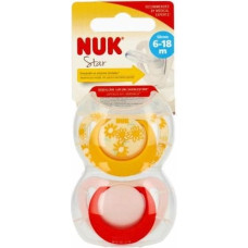 NUK 736748 Smoczek uspokajający 2 el. 6-18m STAR ż&oacute;łty/r&oacute;żowy