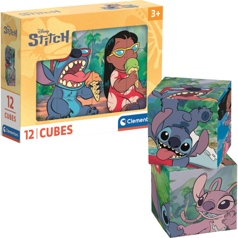 KLOCKI OBRAZKOWE STITCH 12 ELEM.