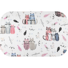 Ega Kids Diaper - 31265 - TETRA PRINT - EGA - FAMILLY KITTEN - PINK -  size 70x80 cm