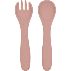 Fork and spoon set Platinum Silicone Blush