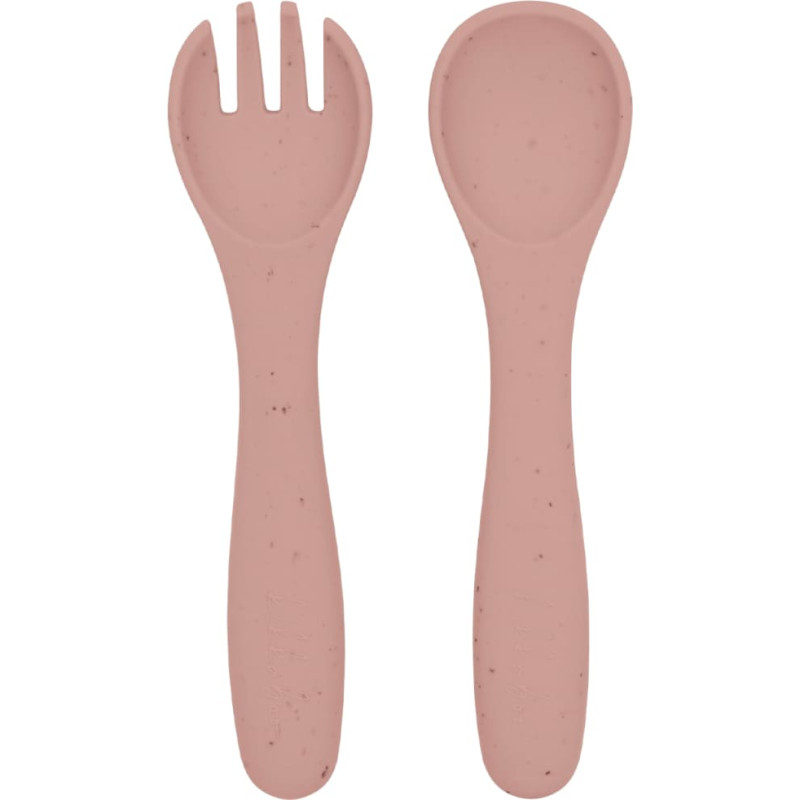 Fork and spoon set Platinum Silicone Blush