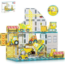 Picasso Tiles Magnētiskais konstruktors ar 8 automa&scaron;īnām Construction 45 gab., PTQ11