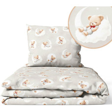 Ankras Cover set -  2 pcs - 135x100, 40x60 - BEARS on the CLOUDS - BEIGIE