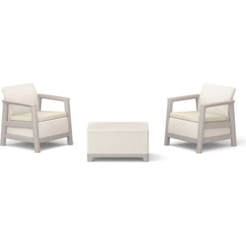 Keter Scandi Linea Balcony Set sodo baldų komplektas, akmenukų pilka/šviesiai smėlinė