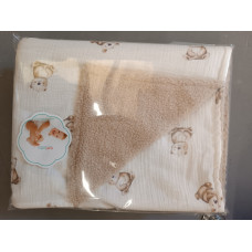 Duet Baby Blanket - 752- BOUCLA / MUSLIN - print - CARMEL - size 80x90 cm