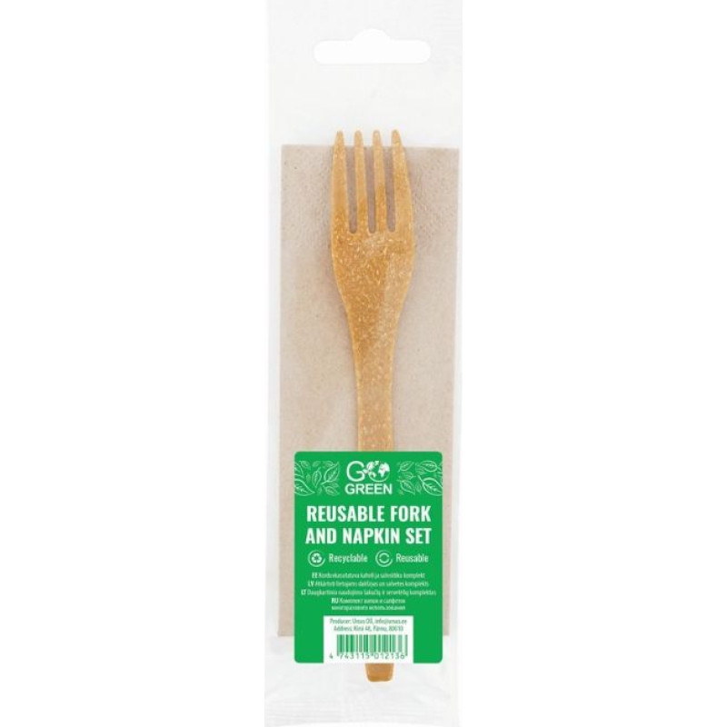 Gogreen Atkārtoti lietojams dakšas un salvetes komplekts Go Green