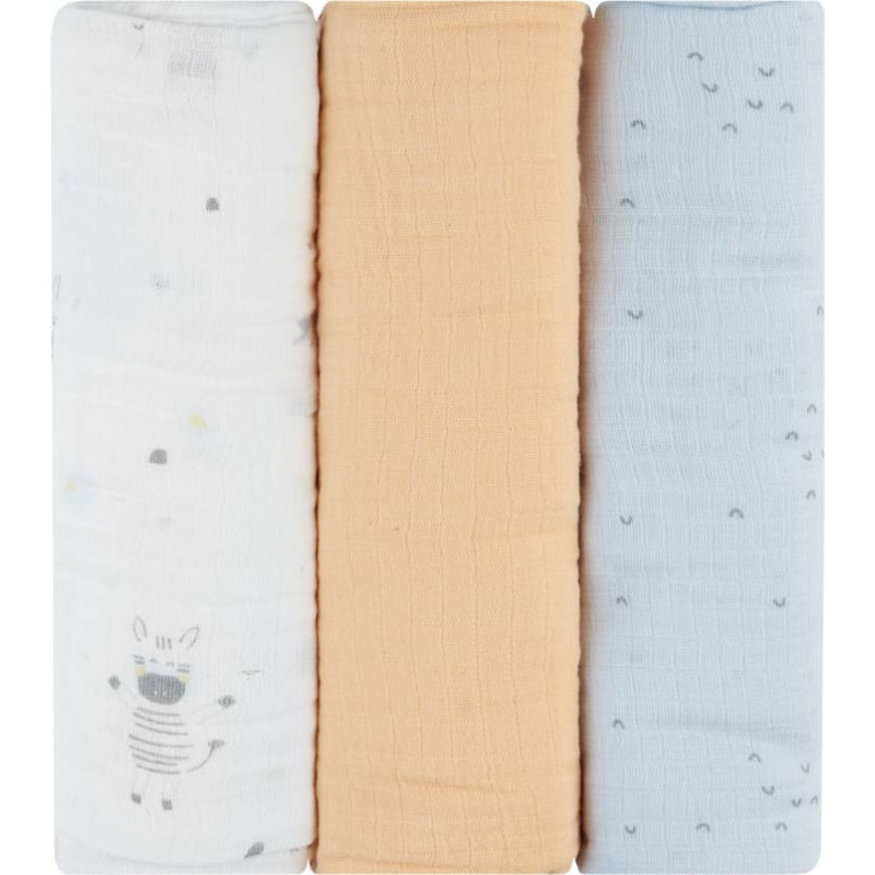 Muslin swaddle set 3 pcs 100x100 cm Stripy Friends