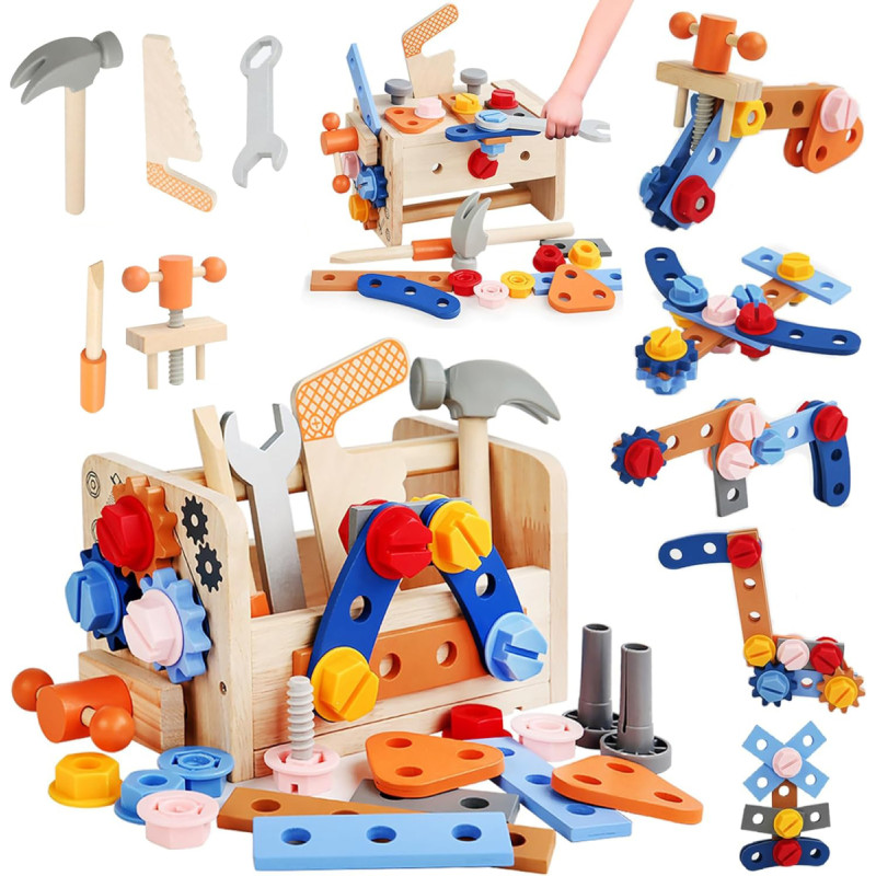 Medinių įrankių rinkinys dėžutėje