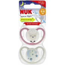 NUK 440222 SILICONE PACIFIER SPACE NIGHT 0-6 2 PCS 530187, 730578